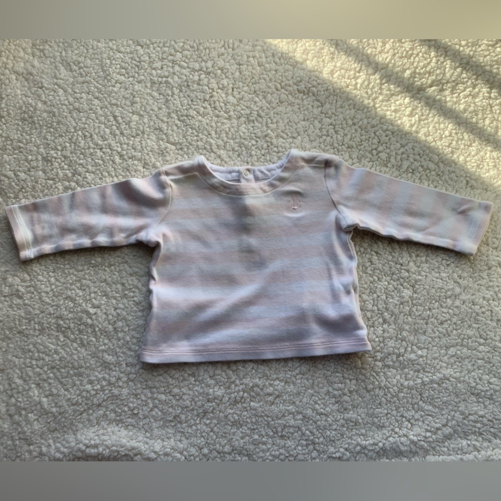 Ralph Lauren Pink And White Stripe Anchor Long Sleeve 6M 6 Months